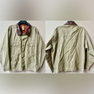 Vtg. 90’s Marlboro Rancher Leather Collar/Flannel Blanket Lined Chore Jacket L